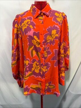 Floral Button-Down Shirt - Red & Pink MM124